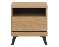 Bedside table ATE 50 cm, 1 drawer, stone oak and black with stone oak fronts Bedside table ATE 50 cm, 1 drawer, stone oak and black with stone oak fronts