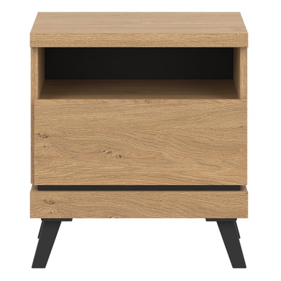 Bedside table ATE 50 cm, 1 drawer, stone oak and black with stone oak fronts Bedside table ATE 50 cm, 1 drawer, stone oak and black with stone oak fronts