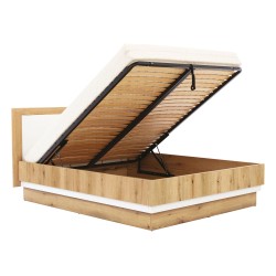 Кровать BESTO 140 x 200, с ящиком для белья, дуб эвок и белый