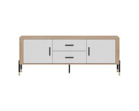 TV unit DANTE 164 cm, 2 doors and 2 drawers, cremona torro oak with white matt fronts TV unit DANTE 164 cm, 2 doors and 2 drawers, cremona torro oak with white matt fronts