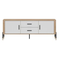 TV unit DANTE 164 cm, 2 doors and 2 drawers, cremona torro oak with white matt fronts