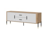 TV unit DANTE 164 cm, 2 doors and 2 drawers, cremona torro oak with white matt fronts TV unit DANTE 164 cm, 2 doors and 2 drawers, cremona torro oak with white matt fronts