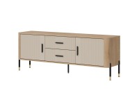 TV unit DANTE 164 cm, 2 doors and 2 drawers, cremona torro oak with cashmere matt fronts