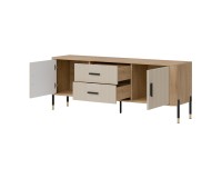 TV unit DANTE 164 cm, 2 doors and 2 drawers, cremona torro oak with cashmere matt fronts