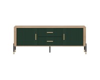 TV unit DANTE 164 cm, 2 doors and 2 drawers, cremona torro oak with green matt fronts TV unit DANTE 164 cm, 2 doors and 2 drawers, cremona torro oak with green matt fronts