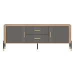 TV unit DANTE 164 cm, 2 doors and 2 drawers, cremona torro oak with grey matt fronts