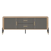 TV unit DANTE 164 cm, 2 doors and 2 drawers, cremona torro oak with grey matt fronts