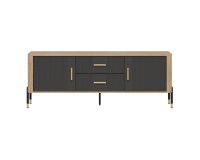 TV unit DANTE 164 cm, 2 doors and 2 drawers, cremona torro oak with anthracite matt fronts
