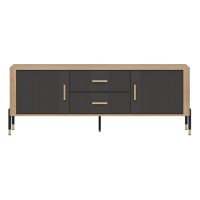 TV unit DANTE 164 cm, 2 doors and 2 drawers, cremona torro oak with anthracite matt fronts