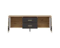 TV unit DANTE 164 cm, 2 doors and 2 drawers, cremona torro oak with anthracite matt fronts