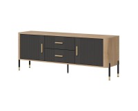 TV unit DANTE 164 cm, 2 doors and 2 drawers, cremona torro oak with anthracite matt fronts