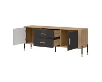 TV unit DANTE 164 cm, 2 doors and 2 drawers, cremona torro oak with anthracite matt fronts