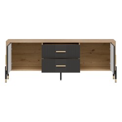 TV unit DANTE 164 cm, 2 doors and 2 drawers, cremona torro oak with anthracite matt fronts