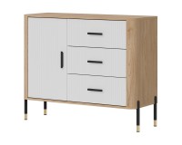 Комод DANTE 108 см, 1 дверь и 3 ящика, дуб кремона торро, фасады белый матовый Комод DANTE 108 см, 1 дверь и 3 ящика, дуб кремона торро, фасады белый матовый