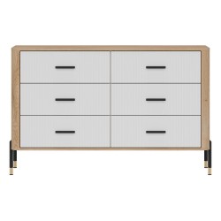 Chest of drawers DANTE 140 cm, 6 drawers, cremona torro oak with white matt fronts