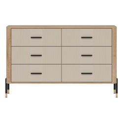 Chest of drawers DANTE 140 cm, 6 drawers, cremona torro oak with cashmere matt fronts