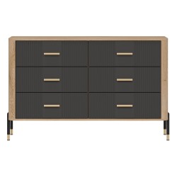 Chest of drawers DANTE 140 cm, 6 drawers, cremona torro oak with anthracite matt fronts