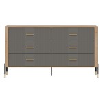 Chest of drawers DANTE 164 cm, 6 drawers, cremona torro oak with grey matt fronts