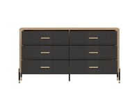 Chest of drawers DANTE 164 cm, 6 drawers, cremona torro oak with anthracite matt fronts