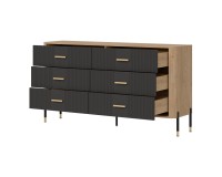 Chest of drawers DANTE 164 cm, 6 drawers, cremona torro oak with anthracite matt fronts
