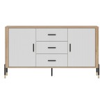 Chest of drawers DANTE 164 cm, 2 doors and 3 drawers, cremona torro oak with white matt fronts