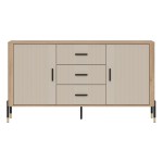 Chest of drawers DANTE 164 cm, 2 doors and 3 drawers, cremona torro oak with cashmere matt fronts