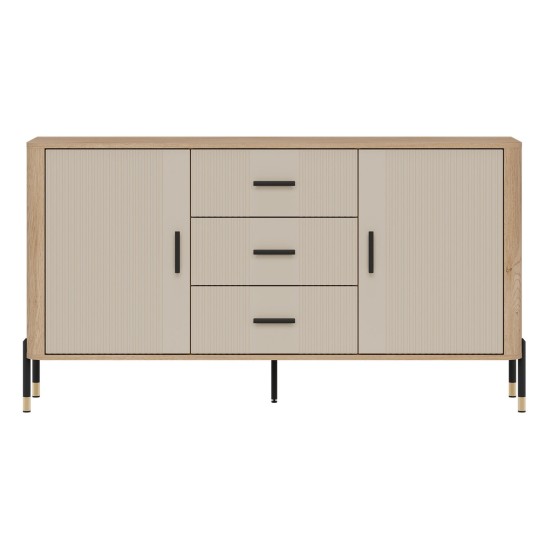 Chest of drawers DANTE 164 cm, 2 doors and 3 drawers, cremona torro oak with cashmere matt fronts