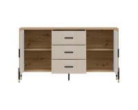 Chest of drawers DANTE 164 cm, 2 doors and 3 drawers, cremona torro oak with cashmere matt fronts