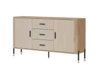 Chest of drawers DANTE 164 cm, 2 doors and 3 drawers, cremona torro oak with cashmere matt fronts