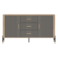 Chest of drawers DANTE 164 cm, 2 doors and 3 drawers, cremona torro oak with grey matt fronts