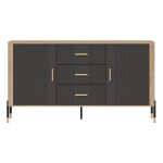 Chest of drawers DANTE 164 cm, 2 doors and 3 drawers, cremona torro oak with anthracite matt fronts