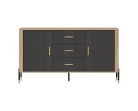 Chest of drawers DANTE 164 cm, 2 doors and 3 drawers, cremona torro oak with anthracite matt fronts