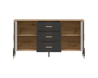 Chest of drawers DANTE 164 cm, 2 doors and 3 drawers, cremona torro oak with anthracite matt fronts