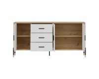 Chest of drawers DANTE 186 cm, 3 doors and 3 drawers, cremona torro oak with white matt fronts Chest of drawers DANTE 186 cm, 3 doors and 3 drawers, cremona torro oak with white matt fronts
