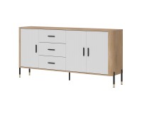Chest of drawers DANTE 186 cm, 3 doors and 3 drawers, cremona torro oak with white matt fronts Chest of drawers DANTE 186 cm, 3 doors and 3 drawers, cremona torro oak with white matt fronts