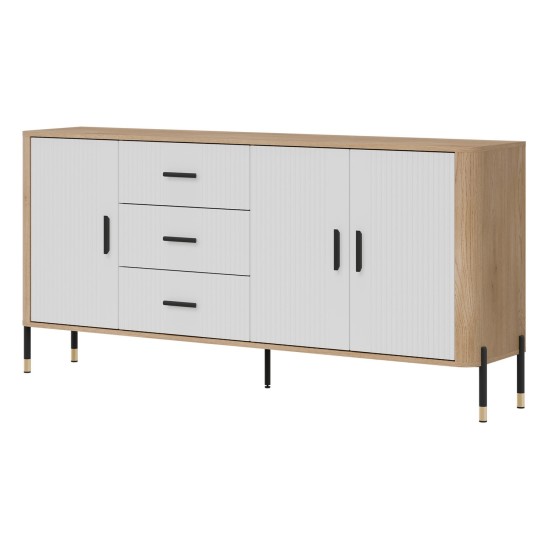 Chest of drawers DANTE 186 cm, 3 doors and 3 drawers, cremona torro oak with white matt fronts Chest of drawers DANTE 186 cm, 3 doors and 3 drawers, cremona torro oak with white matt fronts