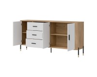 Chest of drawers DANTE 186 cm, 3 doors and 3 drawers, cremona torro oak with white matt fronts Chest of drawers DANTE 186 cm, 3 doors and 3 drawers, cremona torro oak with white matt fronts