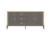 Chest of drawers DANTE 186 cm, 3 doors and 3 drawers, cremona torro oak with grey matt fronts