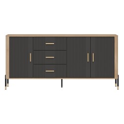 Chest of drawers DANTE 186 cm, 3 doors and 3 drawers, cremona torro oak with anthracite matt fronts