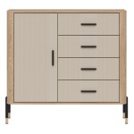 Chest of drawers DANTE 108 cm, 1 door and 4 drawers, cremona torro oak with cashmere matt fronts