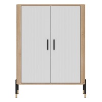 Cabinet DANTE 93 cm, 2 doors, cremona torro oak with white matt fronts