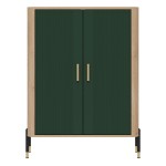 Cabinet DANTE 93 cm, 2 doors, cremona torro oak with green matt fronts