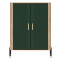 Cabinet DANTE 93 cm, 2 doors, cremona torro oak with green matt fronts