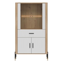 ויטרינה DANTE DT12 93, 4 דלתות ו 1 מגירה, אלון קרמונה טורו עם חזיתות לבן מט