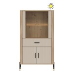 Display cabinet DANTE 93 cm, 4 doors and 1 drawer, cremona torro oak with cashmere matt fronts