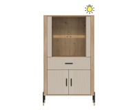 Display cabinet DANTE 93 cm, 4 doors and 1 drawer, cremona torro oak with cashmere matt fronts