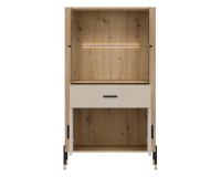 Display cabinet DANTE 93 cm, 4 doors and 1 drawer, cremona torro oak with cashmere matt fronts