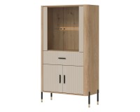 Display cabinet DANTE 93 cm, 4 doors and 1 drawer, cremona torro oak with cashmere matt fronts