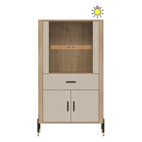 ויטרינה DANTE DT12 93, 4 דלתות ו 1 מגירה, אלון קרמונה טורו עם חזיתות קשמיר מט