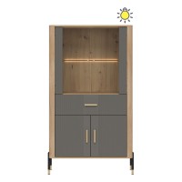 ויטרינה DANTE DT12 93, 4 דלתות ו 1 מגירה, אלון קרמונה טורו עם חזיתות אפור מט